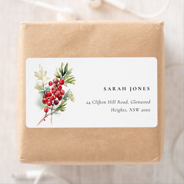 Red Berry Fir Winter Christmas Foliage Adresse (Insitu)