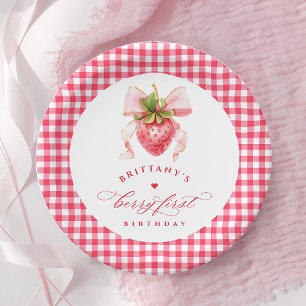 Red Berry First Birthday Pappteller