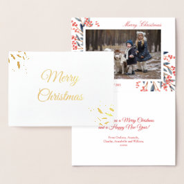 Red Berry Foliage Weihnachtsfeiertag Foto Folienkarte