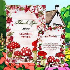 Red Berry Garden Toadstool Grüne Landschaft Mushro Dankeskarte