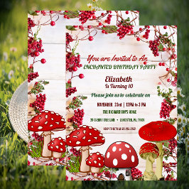 Red Berry Garden Toadstool Kinderparty Einladung