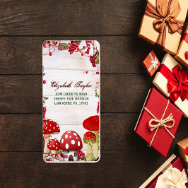 Red Berry Garden Toadstool Magic Mushroom Party Adressaufkleber