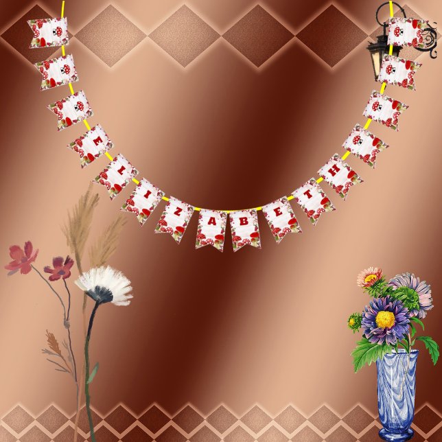 Red Berry Greenery Garden Toadstool Magic Mushroom Wimpelkette (Red Berry Greenery Garden Toadstool Magic Mushroom Bunting Flags)