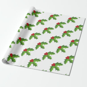 Red Berry Holly Geschenkpapier
