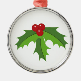 Red Berry Holly Silbernes Ornament