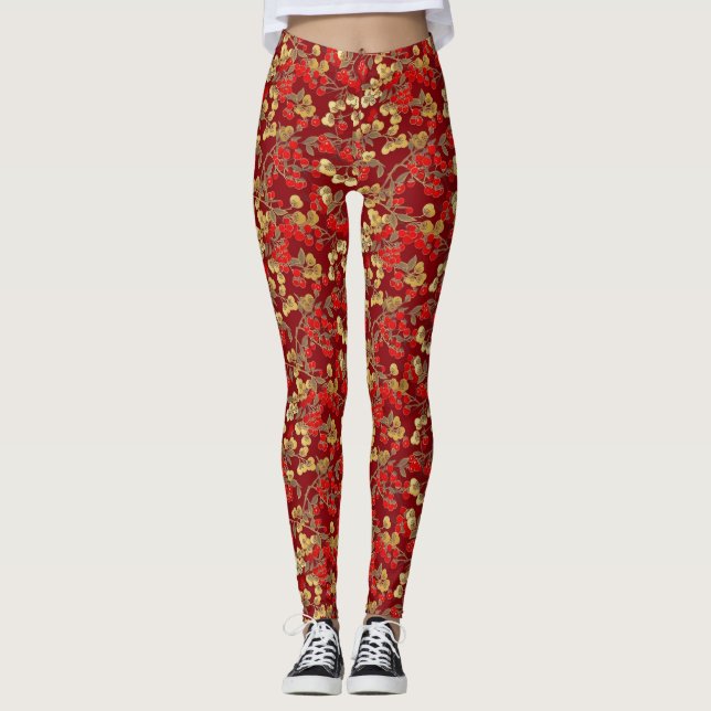 Red Berry Pattern Leggings (Vorderseite)