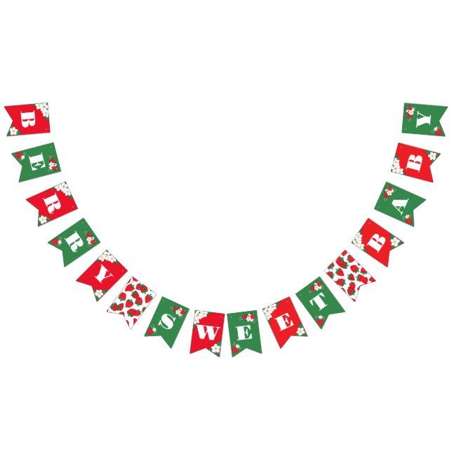 Red Berry Sweet Baby Strawberry Baby Dusche Wimpelkette (Alle)