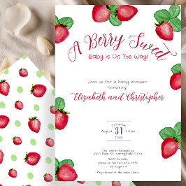 Red Berry Sweet Strawberry Girl Baby Shower Einladung