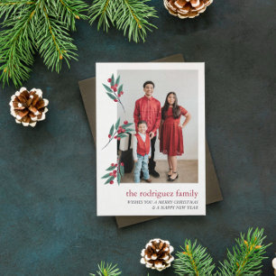 Red Berry Twigs Foto Frohe Weihnachtskarte Feiertagskarte