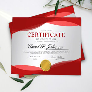 Red Beruflich Certificate of Completion