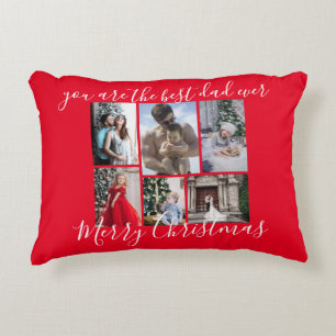 Red Best Vater Ever Merry Christmas Foto Collage Dekokissen