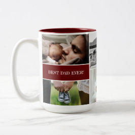 Red Best Vater je Custom Foto Collage Daddy Zweifarbige Tasse