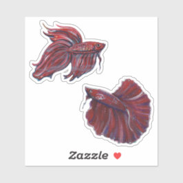 Red Betta Fisch-Design von Renee Lavoie Aufkleber