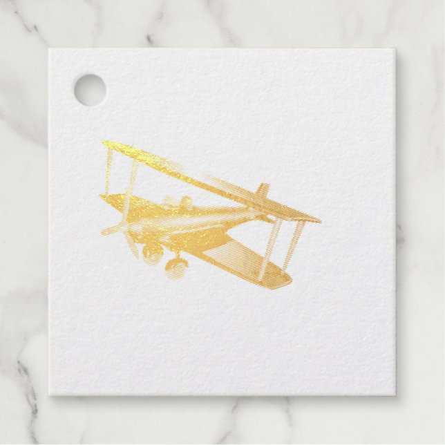 Red Bi-Flugzeug Foil Favor Tag (Vorderseite)