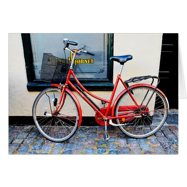 Red Bicycle in Kopenhagen, Dänemark Blank Card (Vorderseite (Horizontal))