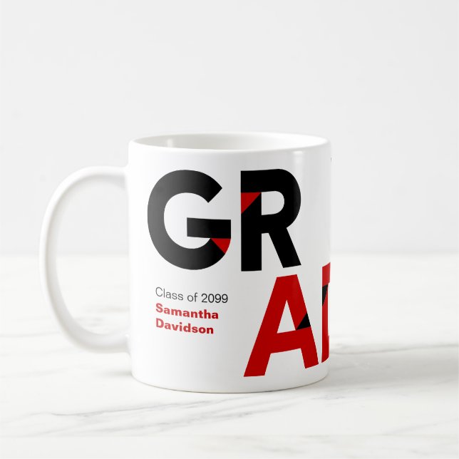 Red Big Bold Abschluss: Angle Cut Letters Kaffeetasse (Links)