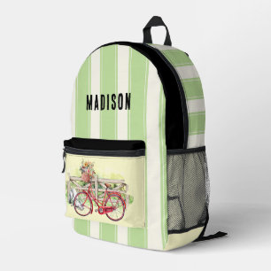 Red Bike mit Blume Pesonalized Backpack Bedruckter Rucksack