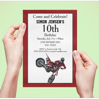 Red Bike Sports Boy Einladung zum Geburtstag