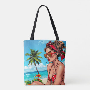 Red Bikini, Sonnenbrille und Bandana Frau