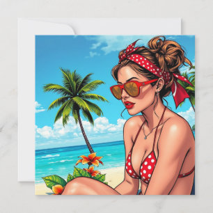 Red Bikini, Sonnenbrille und Bandana Frau