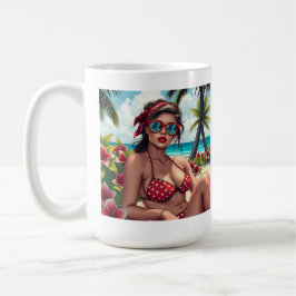 Red Bikini, Sonnenbrille und Bandana Frau Kaffeetasse