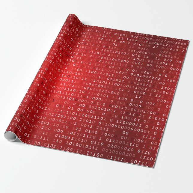 Red Binary Code Gift Wrap Geschenkpapier (Ungerollt)