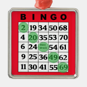Red BINGO Card   BINGO Lover's Geschenk Weihnachte Ornament Aus Metall