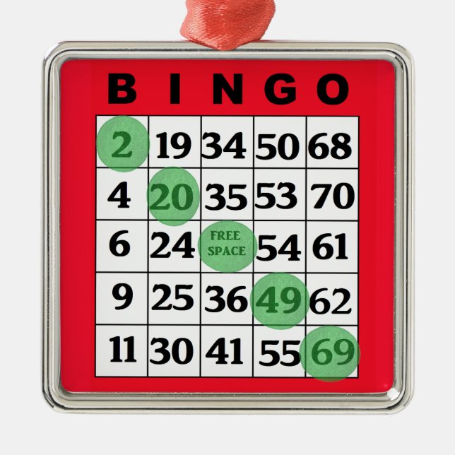 Red BINGO Card | BINGO Lover's Geschenk Weihnachte Ornament Aus Metall (Vorne)