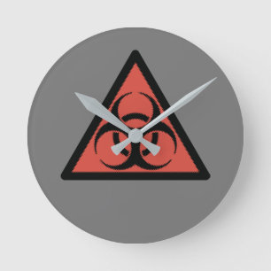 Red Biogefährdung Runde Wanduhr