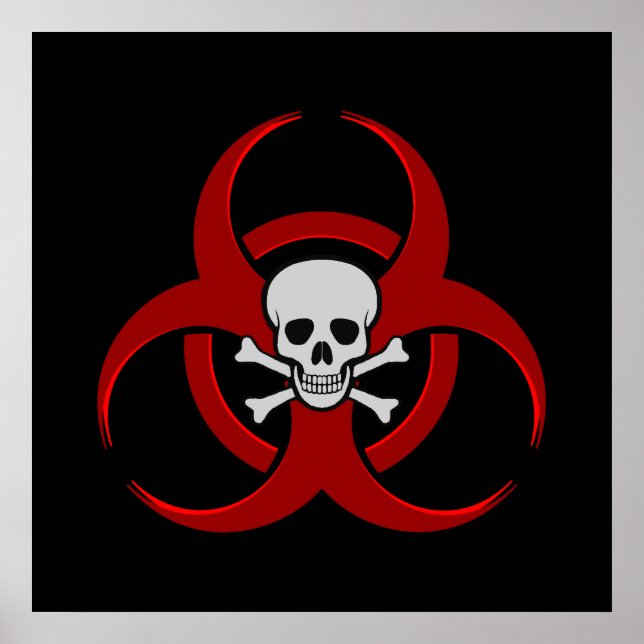 Red Biogefährdung Skull Poster (Vorne)