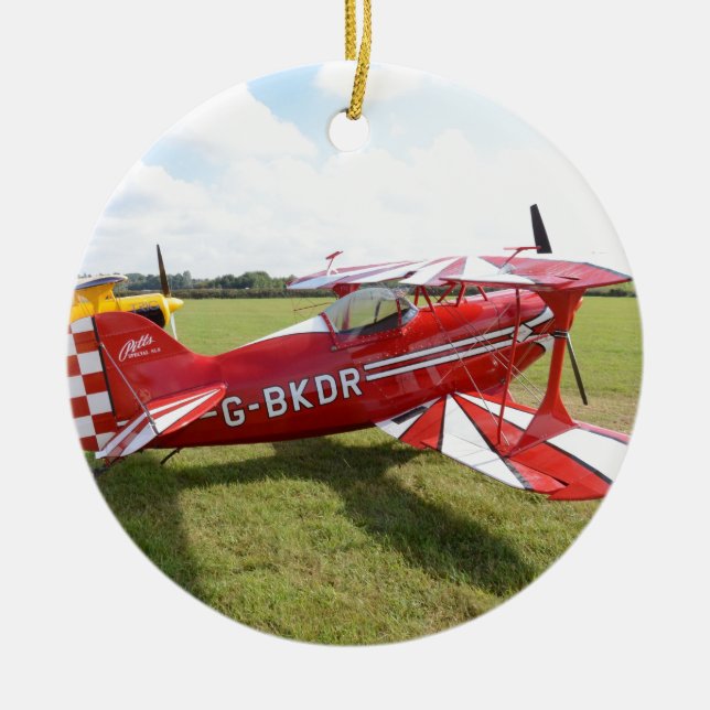 Red Biplane Keramikornament (Vorne)