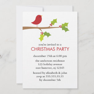 Red Bird auf einem Branchen Weihnachts-Party Einladung