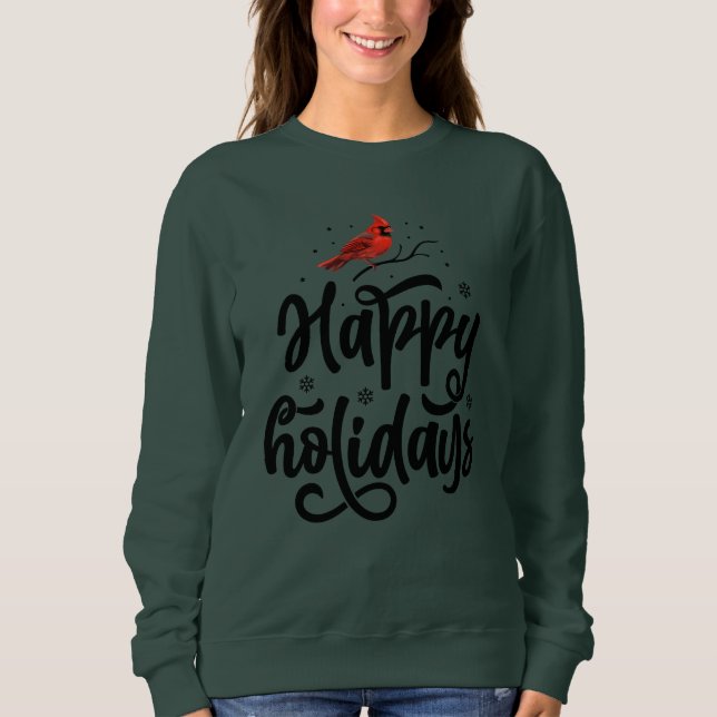 Red Bird Happy Holidays T - Shirt (Vorderseite)