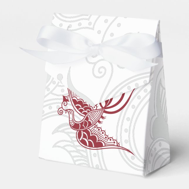 Red Bird & Henna Swirl Gefallen Box Geschenkschachtel (Vorderseite)