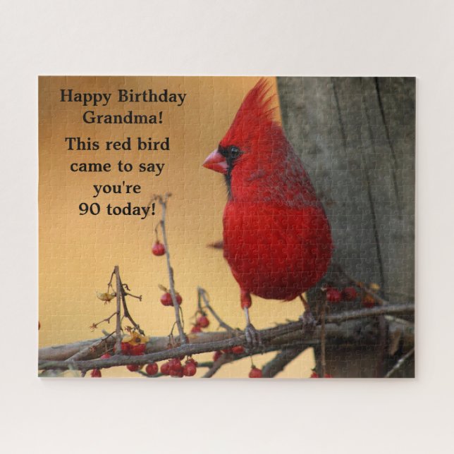 Red Bird Kardinal Birthday Gift Oma Puzzle (Horizontal)
