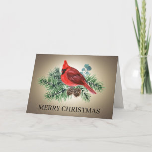Red Bird Kardinal Pine Branches Frohe Weihnachten