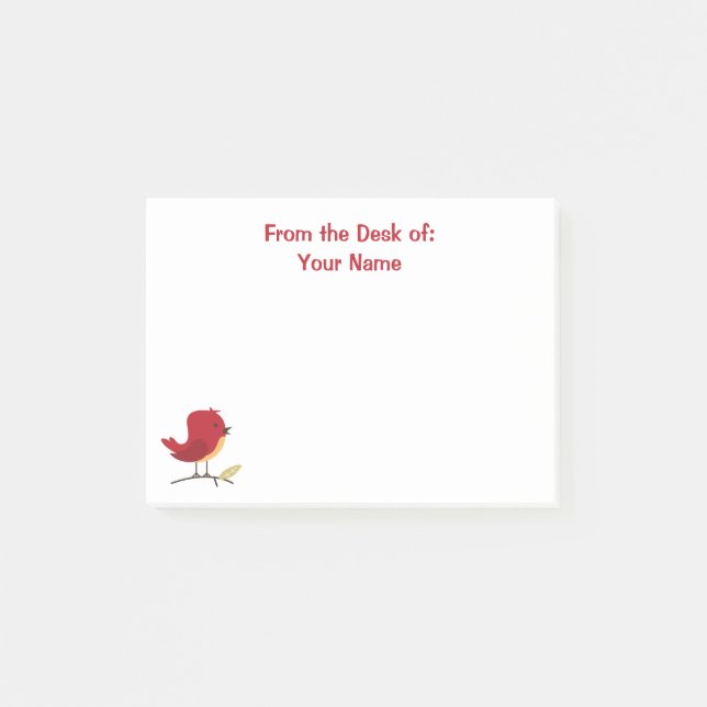 Red Bird Notepad Post-it Klebezettel (Vorderseite)