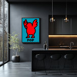 Red Bird Pop Art Poster - Fun Cartoon Tierdesign<br><div class="desc">Helles Pop Kunstposter eines roten Vogels mit gehobenen Flügeln,  in fett schwarz auf türkis umrissen. Ein spielerisches Design aus der Pop Animal Collection,  das sich perfekt für eine farbenfrohe,  spärliche und moderne Wanddekoration eignet.</div>