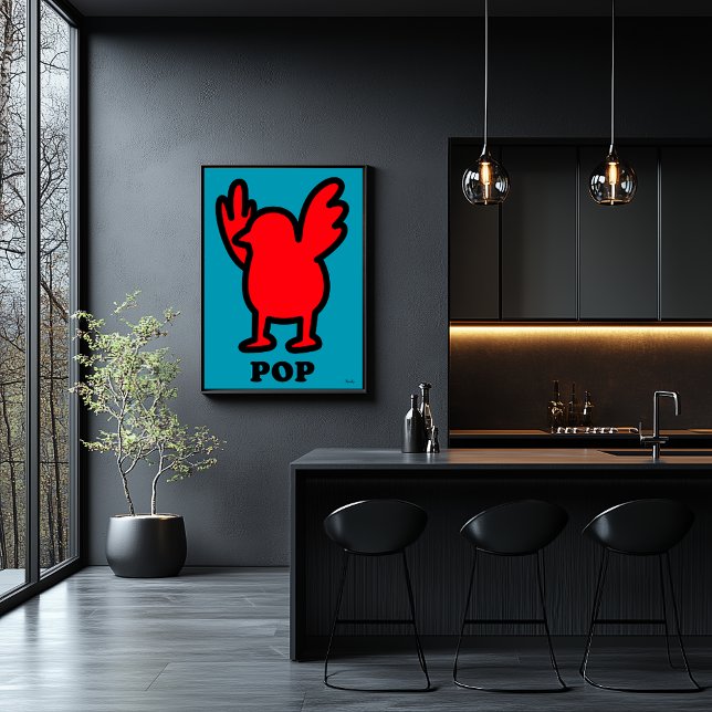 Red Bird Pop Art Poster - Fun Cartoon Tierdesign (Von Creator hochgeladen)