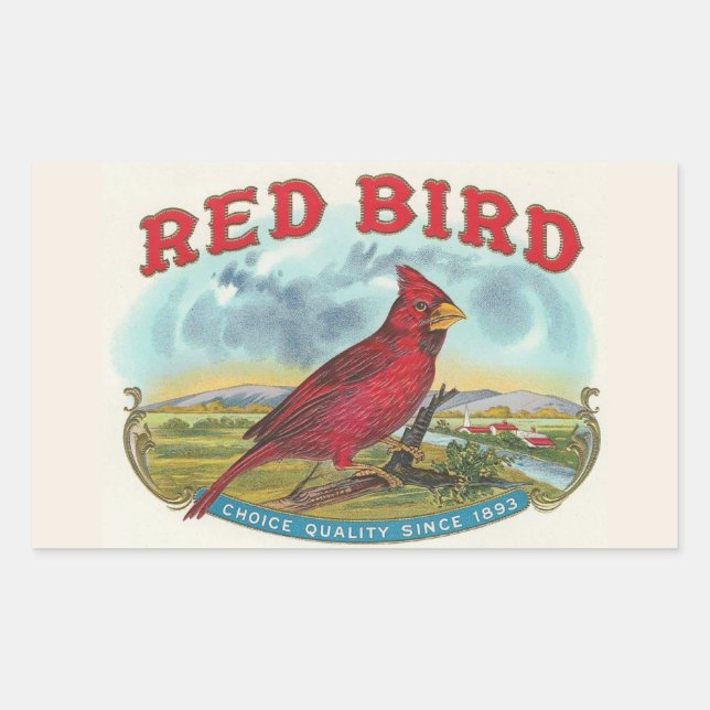 Red Bird Rechteckiger Aufkleber (Vorderseite)