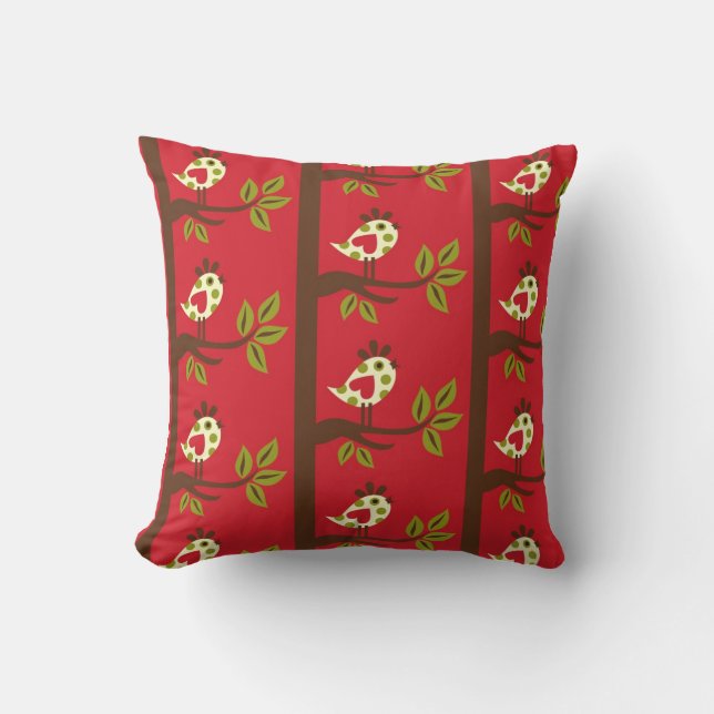 Red Bird und Blume MOJO Pillow Kissen (Vorderseite)