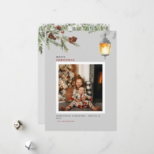 Red Bird Winter Foliage Foto Weihnachten (Vorderseite/Rückseite Beispiel)