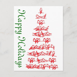 Red Birds Holiday Card Feiertagspostkarte