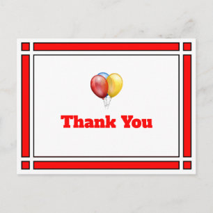 Red Birthday Balloons Vielen Dank Postkarte