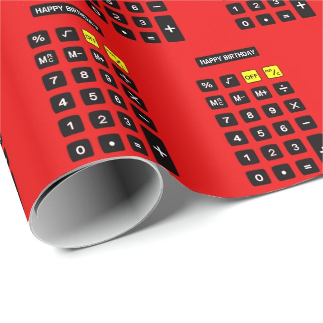 Red Birthday Calculator Geschenkpapier (Rolleneckpunkt)