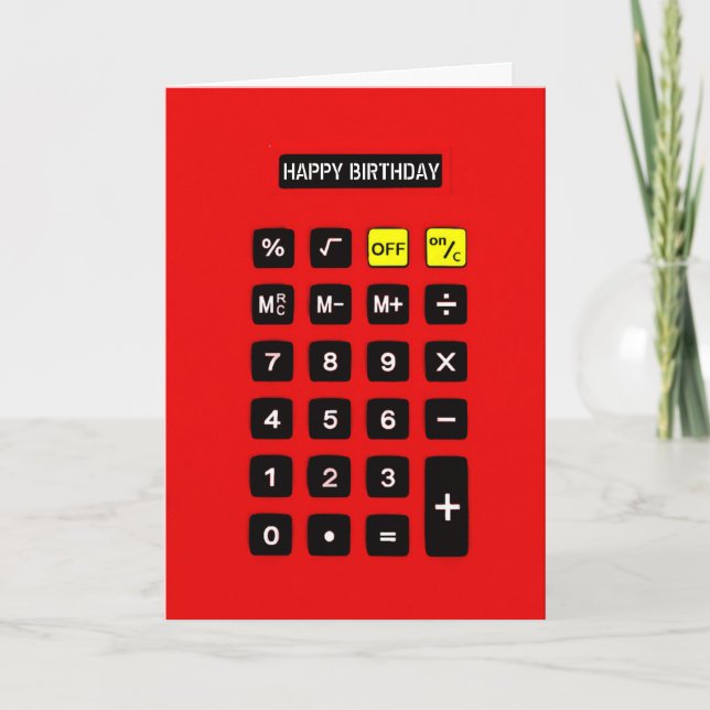 Red Birthday Calculator Karte (Vorderseite)