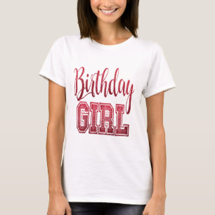 Red Birthday Girl Text T-Shirt