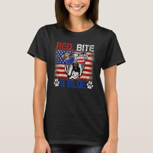 Red Bite Blue Hund 4. Juli English Bulldog USA T-Shirt