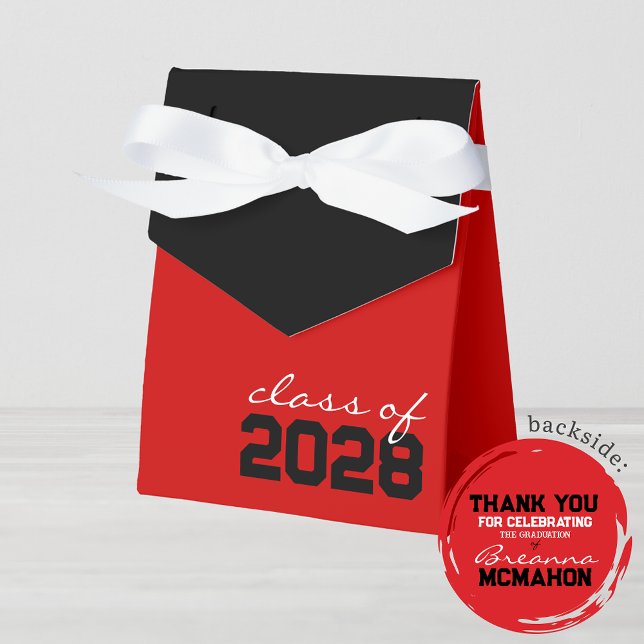 Red & Black Abschluss Fevor Boxes Geschenkschachtel (Red & Black Graduation Favor Boxes. With Personalization on Back)