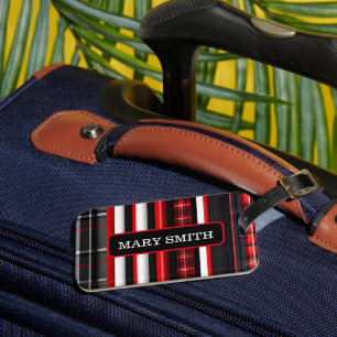 Red Black Abstrakte Karierte TrendCollection Gepäckanhänger